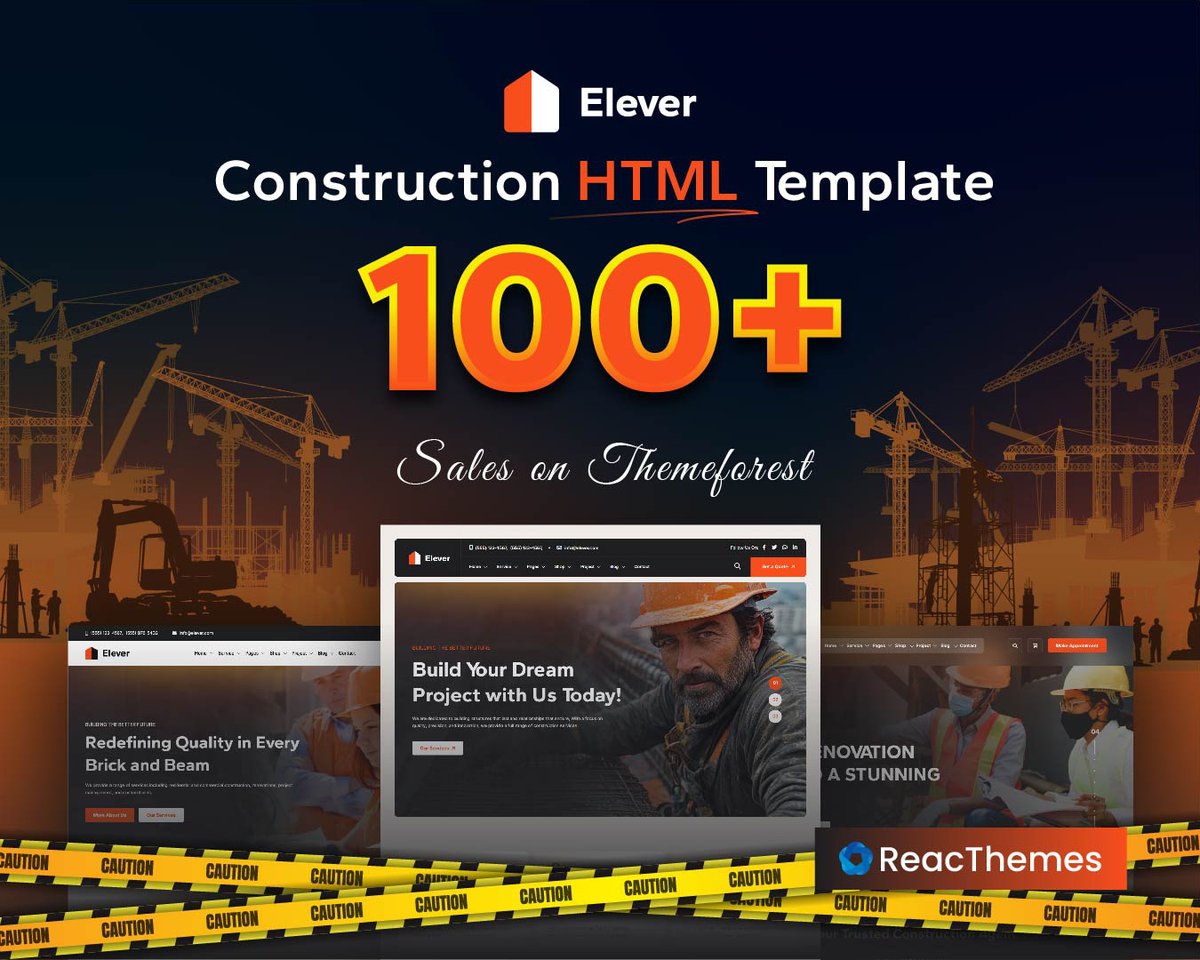 ReactTheme's tweet image. 🎉 Big news!
Elever – Construction HTML Template just hit 100+ sales on ThemeForest! 🏗️
Clean design ✅
Responsive ✅
Perfect for construction & architecture sites 🧱
👉 Get Elever today: themeforest.net/item/elever-co…
#HTMLTemplate #ThemeForest #webdesignsupport  #Construction