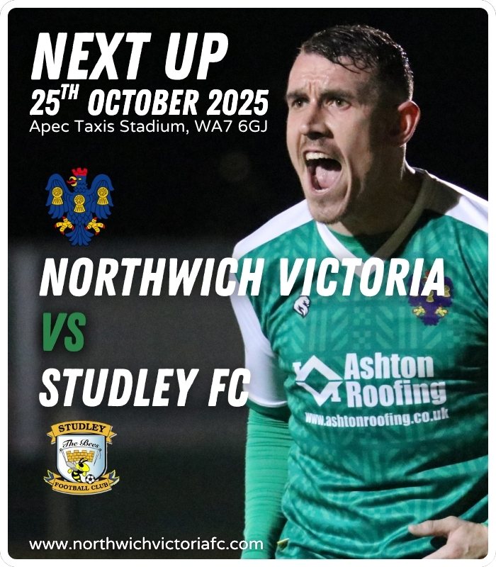 𝐍𝐄𝐗𝐓 𝐔𝐏

We take on Studley on Saturday, but it's also our 𝐉𝐔𝐍𝐈𝐎𝐑𝐒 𝐃𝐀𝐘!

🆚 | <a href="/StudleyFC/">Studley FC</a> 
📆 | 25th October
⏰ | 15:00 KO
🏟️ | Apec Taxis Stadium
💰 | £10 Adults, £7 Concessions

𝐉𝐔𝐍𝐈𝐎𝐑𝐒 𝐅𝐑𝐄𝐄, 𝐀𝐃𝐔𝐋𝐓𝐒 £𝟓 𝐖𝐈𝐓𝐇 𝐓𝐑𝐈𝐂𝐊𝐘 𝐏𝐀𝐒𝐒!