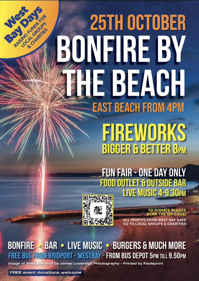 Bonfire By The Beach is this Saturday, 25th October. Funfair and family entertainment. Fireworks at 8pm (please ensure pets are safe). #WestBay