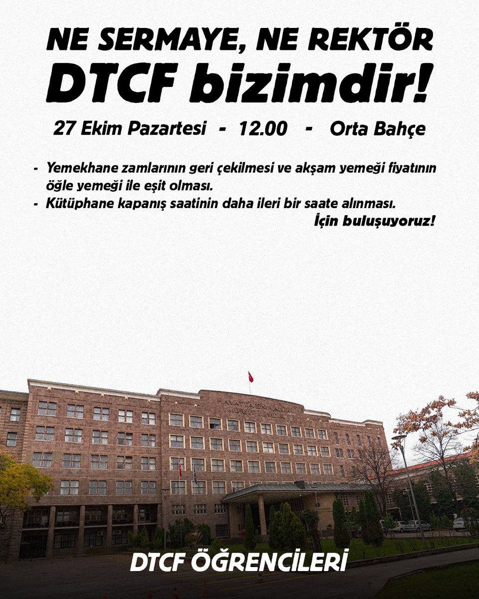dtcfbizlern's tweet image. Tüm baskılara rağmen yan yanayız!
27 Ekim Pazartesi 12.00’de Orta Bahçe’de bir araya geliyoruz.
Haklarımızı birlikte kazanacağız! 
YAŞASIN ÖĞRENCİ DAYANIŞMASI 🌟