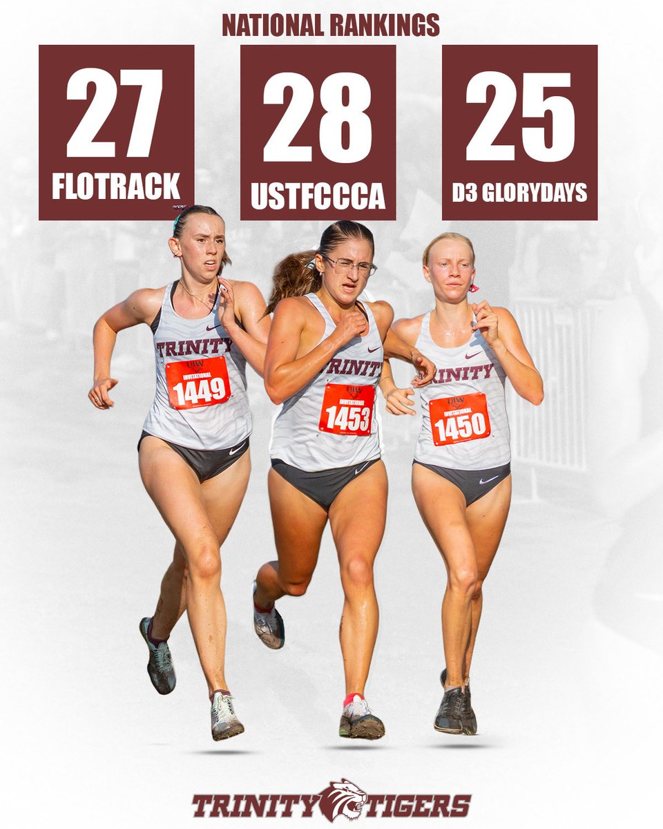 trinityxctf's tweet image. National rankings are out this week and the TUXC women made all three lists after their performance at the Interregional Invitational in Illinois!