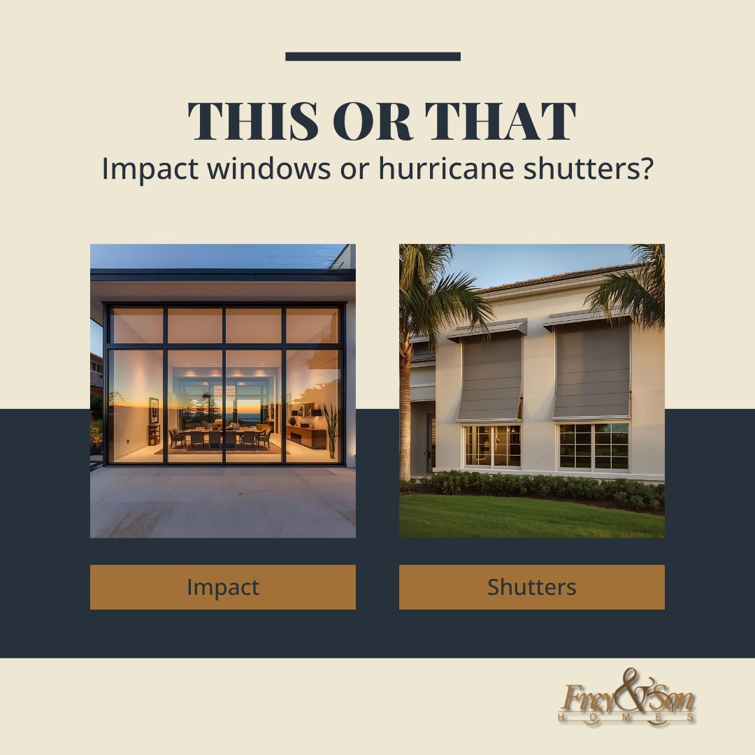 FreyandSonHomes's tweet image. This or That?
🪟 Impact windows = Always ready + energy savings + higher cost 
🛡️ Shutters = Deploy when needed + lower cost + more work

Convenience vs flexibility 🤔
What&apos;s your priority? 🌀

#ThisOrThat #HurricaneProtection #ImpactWindows #Shutters #FloridaLiving #StormReady