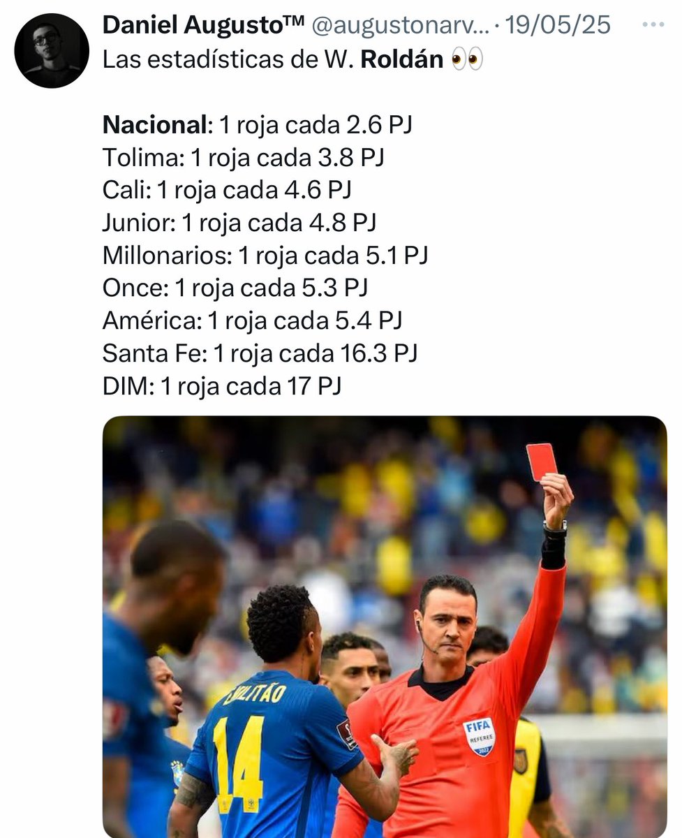 maopaba's tweet photo. Increíble lo de @nacionaloficial.
Una vez más nos imponen a Wilmar Roldán para el clásico.
Ya son demasiados los antecedentes donde sus decisiones terminan favoreciendo al Medellín y perjudicando a Nacional.
La hinchada exige que la directiva proteste oficialmente ante la Dimayor https://t.co/NTsHVMYGUb