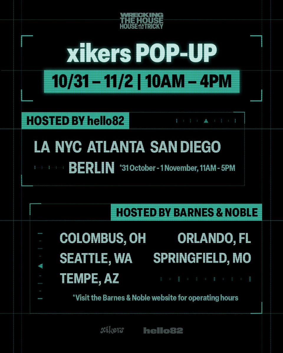 hello82official's tweet image. road𝓨, get ready to unleash your SUPERPOWERS ⚡️
It's time to See You Play and wreck the house at the xikers POP-UP!

🗓️ 10/31 - 11/2 | 10AM - 4PM (Local Time)
📍@hello82LA 
📍@hello82NYC 
📍@hello82ATLANTA 
📍@hello82SANDIEGO 
📍@hello82BERLIN 
*31 October - 1 November, 11AM -…