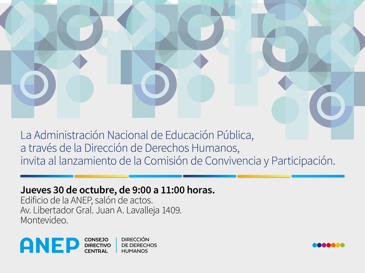 🔴 La <a href="/ANEP_Uruguay/">ANEP</a>, a través de la <a href="/ddhhcodicenanep/">ANEP - CODICEN - DDHH</a>, invita al lanzamiento de la Comisión de Convivencia y Participación.