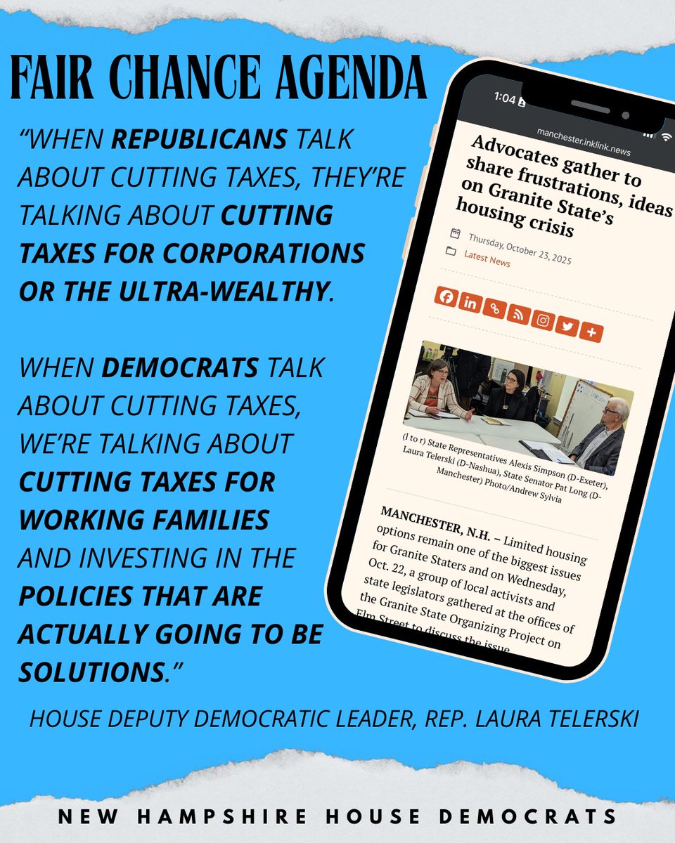 Cutting taxes for the rich isn’t relief — it’s greed.

Cutting taxes for working families and investing in solutions? That’s what Democrats fight for.
#NHPolitics