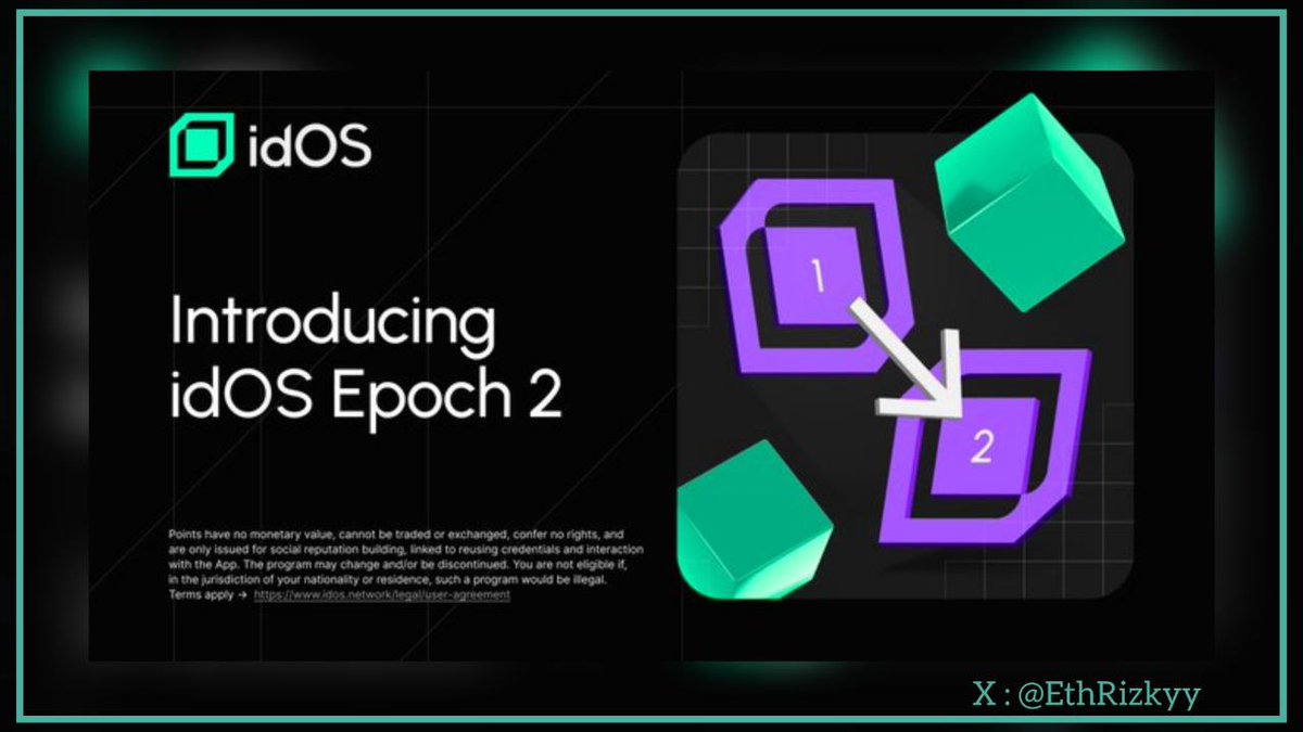 EthRizkyy's tweet photo. Epoch 2 is here for @idOS_network

Epoch 1 ends Oct 23, final results drop Oct 24.
New quests, lower threshold (120 pts), and a fresh leaderboard begin right after.

Stay active, earn new verification, and climb with @wallchain + @idOS_network before TGE. https://t.co/wfOczic0Sr