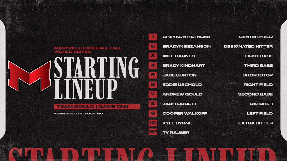 BaseballMU's tweet image. Here’s how Team Gould and Team Bunton will be lining up for game one of the fall World Series!