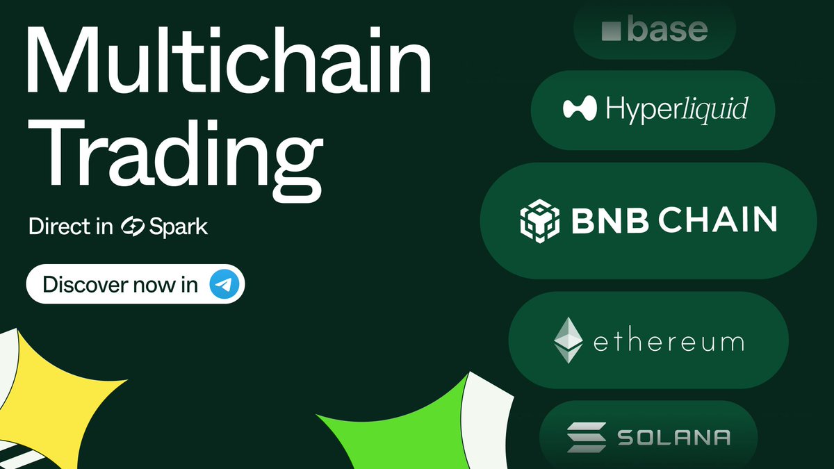 tryspark's tweet image. Your bags are getting pardoned next.
Trade smarter on @BNBCHAIN via Spark. Plus 3 other chains and 100+ perps markets via Hyperliquid.
Spark has every market, direct in your DMs ⚡️