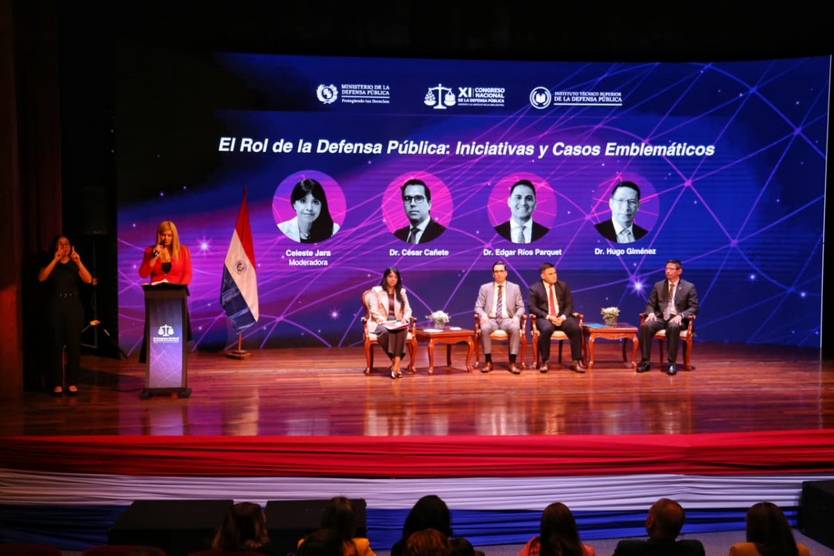MDP_py's tweet image. En el XI Congreso Nacional se desarrolló el Tercer Panel: “El rol de la Defensa Pública, iniciativas y casos emblemáticos”, moderado por la Dra. Celeste Jara.
Reflexión sobre legislación penal, juicios ejecutivos y derechos humanos en la era digital.