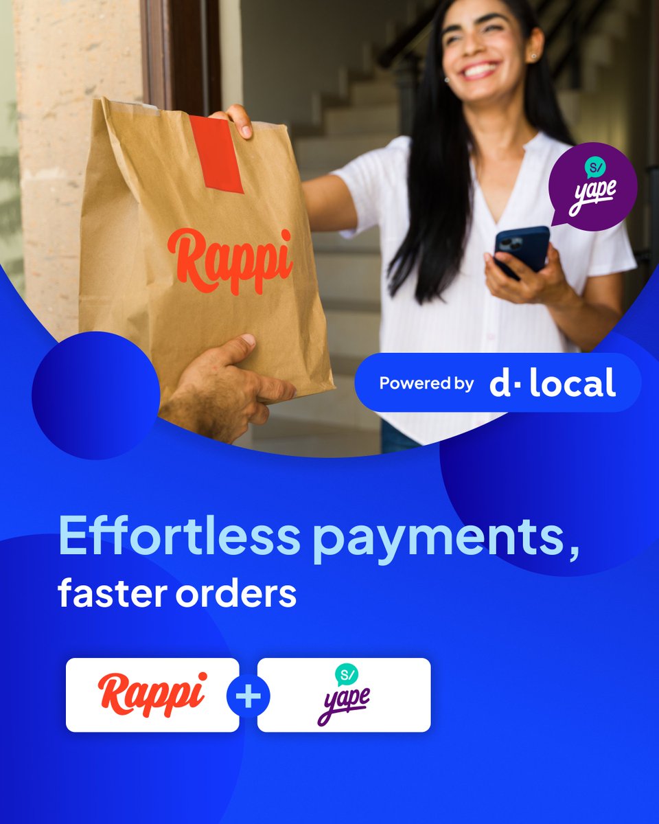 dLocalPayments's tweet photo. We’re powering #Yape to @PeruRappi! Paying with Yape is now faster, safer, and effortless. Proud to support this milestone, making transactions smoother and bringing innovation to more people.
#dlocal #OneDLocal #APMs #StrategicPartnership #DigitalPayments #DigitalTransformation https://t.co/Y2yJs774NV