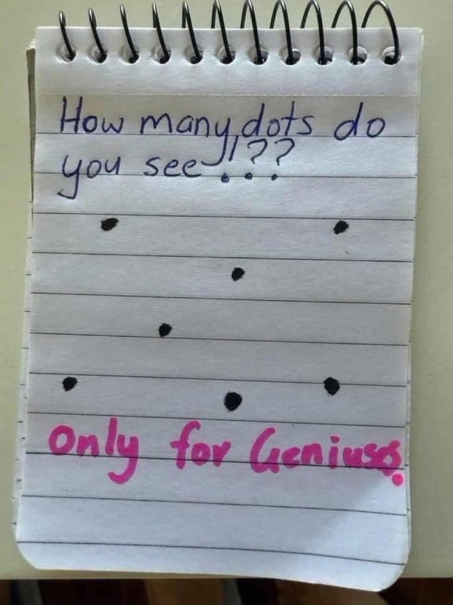 Artofphysique_'s tweet image. If you can get this right on the first try… your brain works differently 🧠
How many dots do you see? 👀
Only a few people get it right without overthinking.