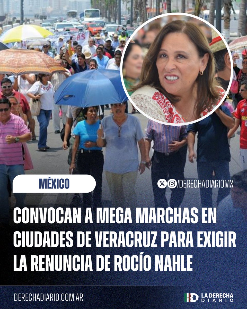 DerechaDiarioMX's tweet image. 🇲🇽 | QUIEREN QUE SE LARGUE: Ciudadanos de Veracruz convocaron a mega marchas en distintas ciudades del estado para exigir la destitución de la inútil Rocío Nahle por su incompetencia ante las inundaciones y falta de transparencia de su gobierno.