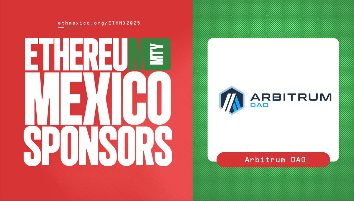Ethereum Mexico 🇲🇽 (@ethereum_mexico) on Twitter photo Arbitrum Everywhere. 💙 Un gran evento necesita grandes aliados. 🤝
🤠 @Arbitrum se pone el White Hat Hacker como sponsor de #ETHMexico2025 🇲🇽
Gracias por ser parte de esta edición histórica, impulsando a la próxima generación de builders de Arbitrum en LATAM. 👨🚀 Arbitrum Everywhere. 💙 Un gran evento necesita grandes aliados. 🤝
🤠 @Arbitrum se pone el White Hat Hacker como sponsor de #ETHMexico2025 🇲🇽
Gracias por ser parte de esta edición histórica, impulsando a la próxima generación de builders de Arbitrum en LATAM. 👨🚀