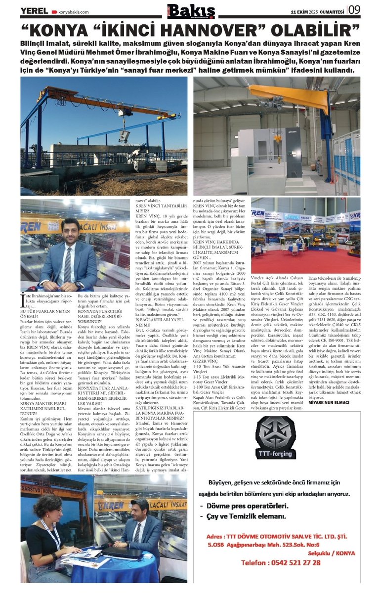 Konya sanayisine yönelik değerlendirmem <a href="/BakSgazetesi/">Konya Bakış Gazetesi</a>’nin manşetinde yer aldı. Keyifli okumalar.