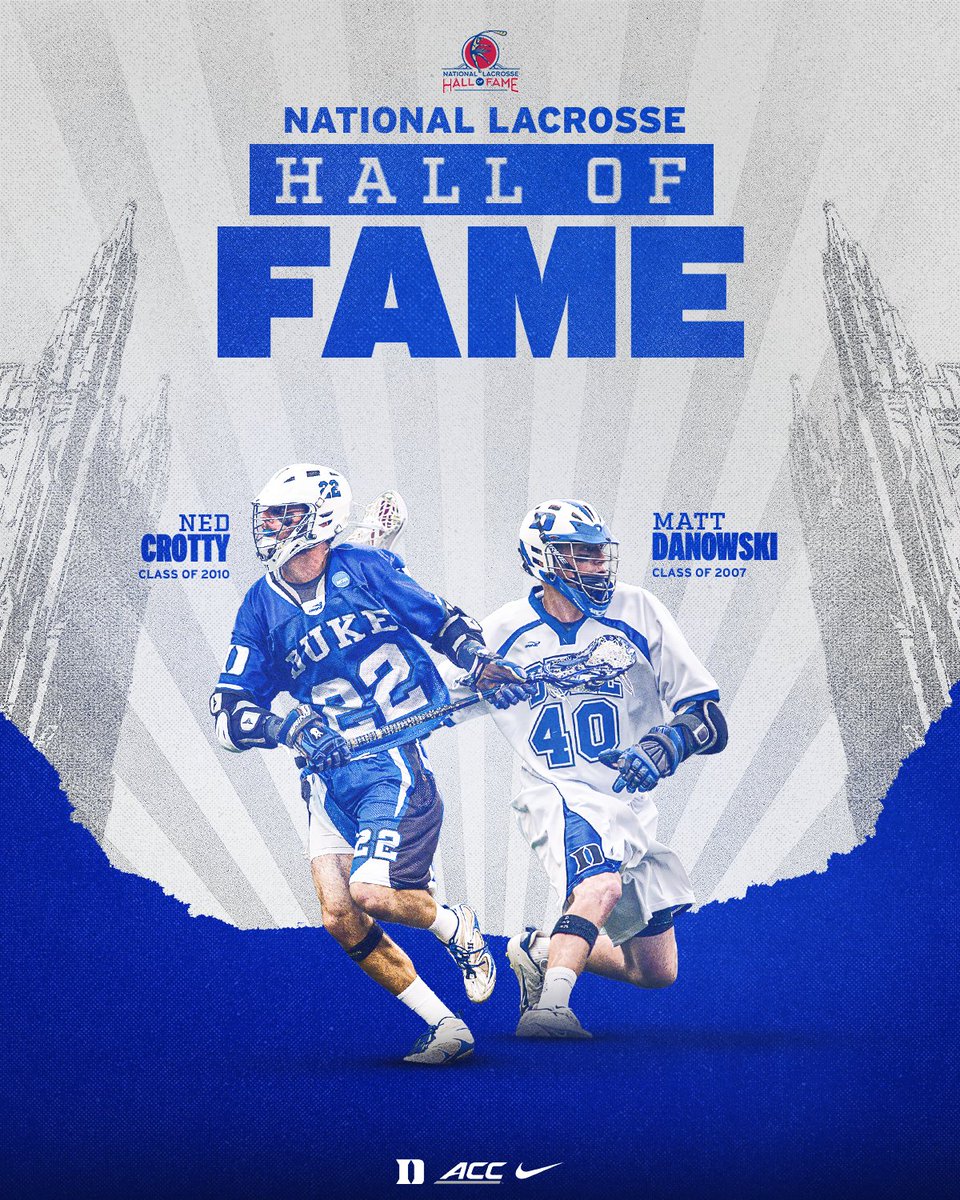 DukeMLAX's tweet image. Welcome to The Hall, @mattdanowski &amp;amp; @Crottykid22 😈👏

These two Tewaaraton winners have made their mark on Duke Lacrosse and the sport&apos;s history.