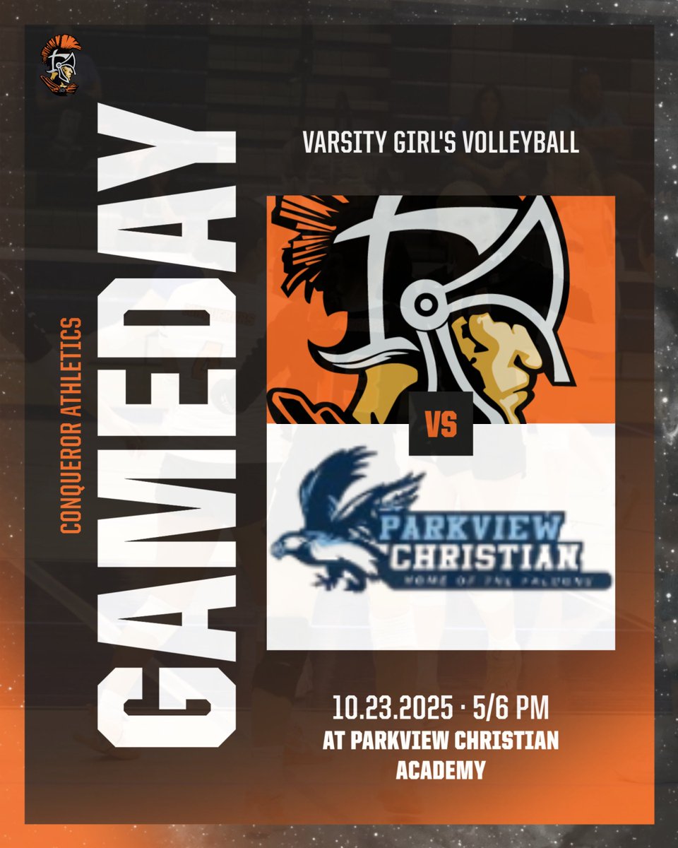 ConquerorNation's tweet image. Conqueror Volleyball travels to Parkview Christian Academy for their final regular season contest.

JV- 5pm
Varsity- 6pm

Go Conquerors!
#morethan