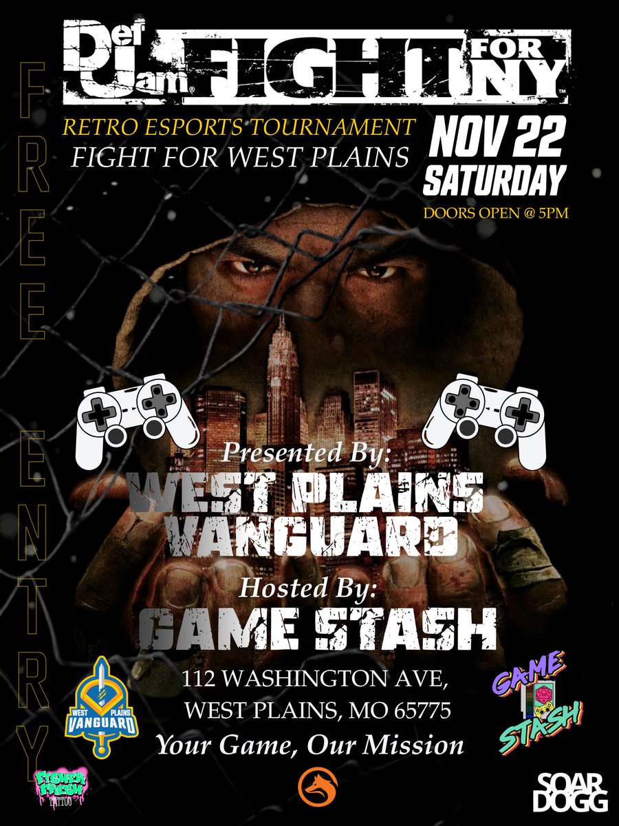 WPVanguardGG's tweet photo. 🚨FIGHT FOR WEST PLAINS🚨
First official WPV LAN... ever!

18+ year old participants (due to game ESRB rating)
Arcade-style games are available for casual play.

Bracket setup will depend on the number of entries. Let’s revive the West Plains gaming scene.

#YourGameOurMission https://t.co/bHvspAdXCV