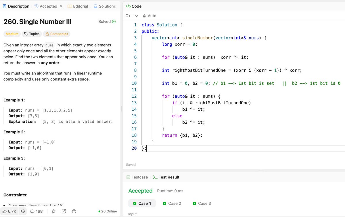 AnuragBuilds's tweet image. 👨🏻💻Day 85/100
    ~💻 Controllers and Routes
    ~💻 Single Number III.
   
#100DaysOfCode #DSA #LeetCode #WebDevelopment