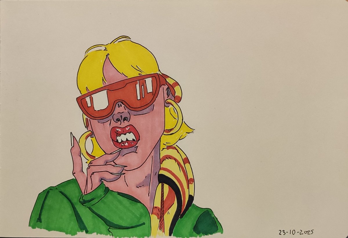 Rafitaska's tweet image. Today I was experimenting with some markers and wanted to draw in blocks of colors without gradients. Same as always, we're learning. I'm sure the next ones will be better!