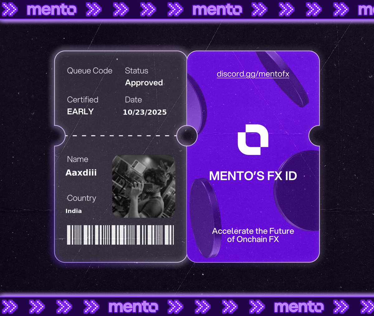 ADITYA (✸,✸) (@adityasahu25783) on Twitter photo Licensed to trade the internet’s FX layer. 
Claimed my FX ID on discord.gg/mentofx 
 every currency, onchain with <a href="/MentoLabs/">Mento (fx/acc)</a> Licensed to trade the internet’s FX layer. 
Claimed my FX ID on discord.gg/mentofx 
 every currency, onchain with <a href="/MentoLabs/">Mento (fx/acc)</a>
