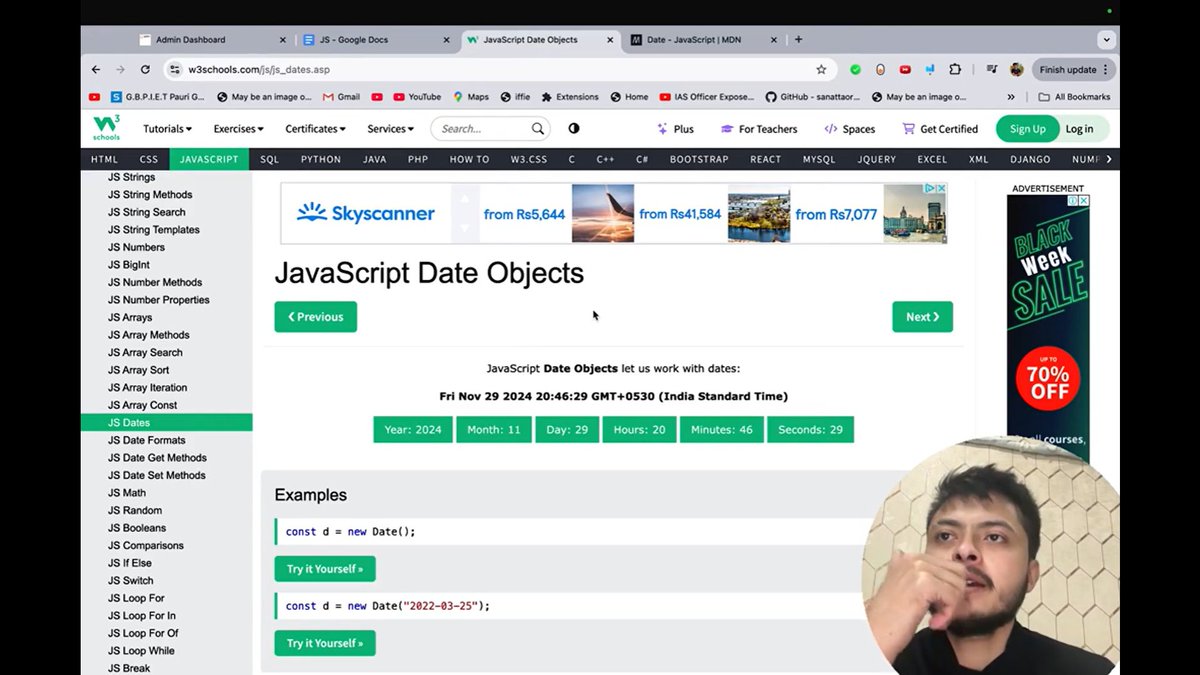 03Souravsingh's tweet image. 📅 Day 20 of #BetterEveryDay
✅ JavaScript – Dates & Time ⏰
 • Understood how JS counts time from Jan 1, 1970
 • Practiced Date methods: getDate(), setHours(), etc.
✅ Workout – Pull Day 💪
#100DaysOfCode #WebDevelopment #JavaScript #Dates #Practice #Consistency