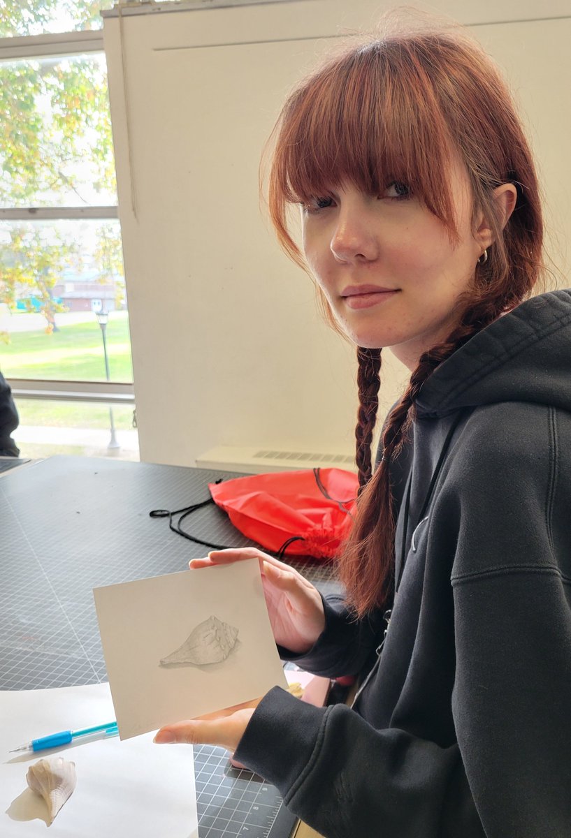 Lula Emerick took part in a silverpoint drawing workshop at Edinboro.  Silverpoint is a drawing technique where a metal stylus is used to draw on a prepared surface. This method requires a high degree of control, and is historically associated with Leonardo da Vinci.  #GirardBuzz
