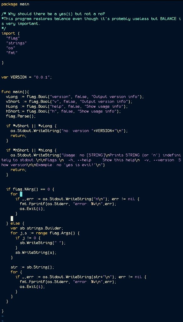_darkcode_'s tweet image. Why say &apos;yes&apos; when you can say &apos;no&apos;?

yes but no
#golang #golangprojects