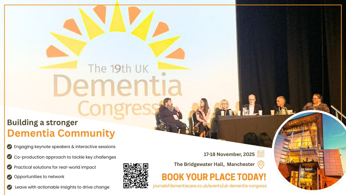 Join <a href="/JDementiaCare/">Dementia Community</a> for their 19th UK Dementia Congress! 👇

Speakers from #DementiaUK include <a href="/SophieDodswort3/">Sophie Dodsworth</a>, <a href="/Hannahdementia/">Consultant Admiral Nurse Children & Young People</a>, <a href="/kmljjj/">Consultant Admiral Nurse Dementia UK - Kerry Lyons</a>, <a href="/viclyons/">Vic Lyons RMN, MSC ( Health Care Leadership)</a> and <a href="/suzysopenheart/">Suzy Webster 👩‍🚀</a>.

The event is happening on 17th and 18th November at The Bridgewater Hall, Manchester. Learn more and book