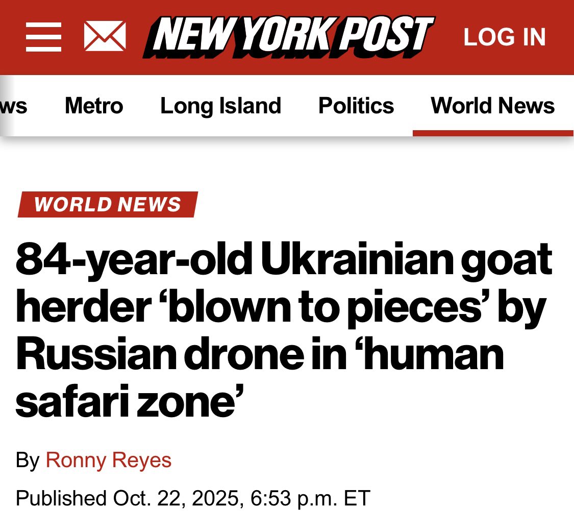 I’m glad Grandma Lora, who was murdered by a russian drone while walking with her two goats, is at least being remembered.
  
Today, Russia killed another elderly woman the same way, in the same city. In Kherson.
