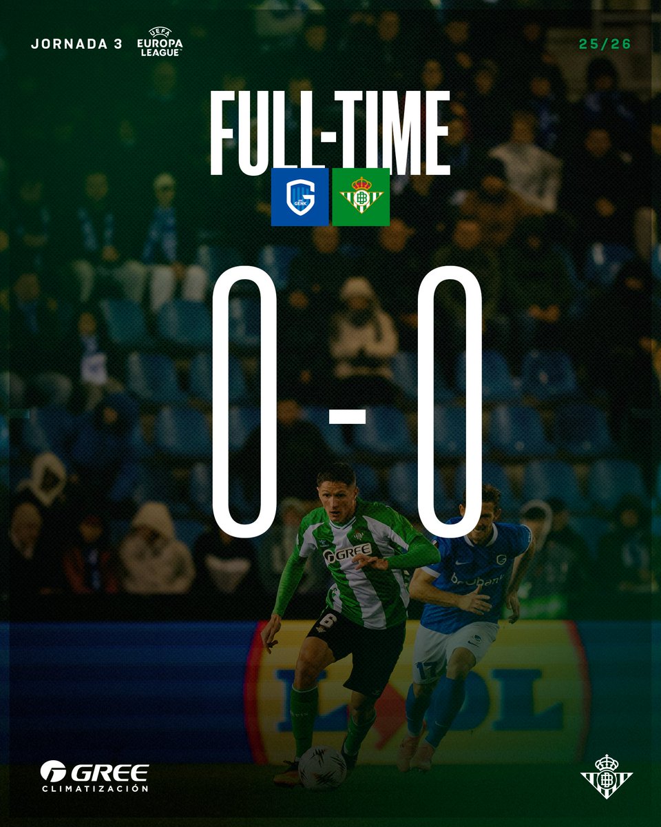 90’ (+3) ⏱⚽️ Final del partido. Empate en Bélgica. 

🔵⚪ #KRCGenkRealBetis 0-0 💚🤍

#EuroBetis