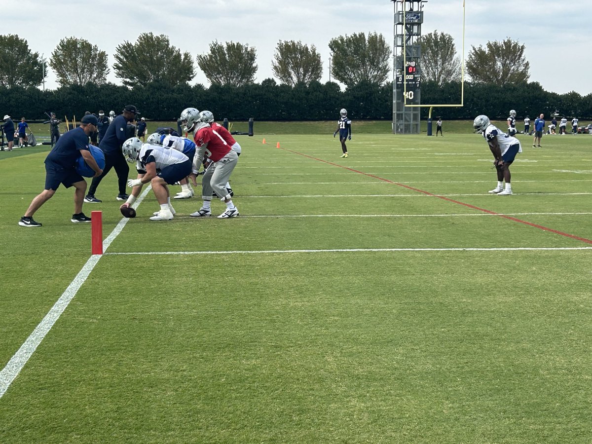 Cooper Beebe here taking snaps with Will Grier but he took a handful with Dak Prescott in pre practice as he works back from foot injury. 