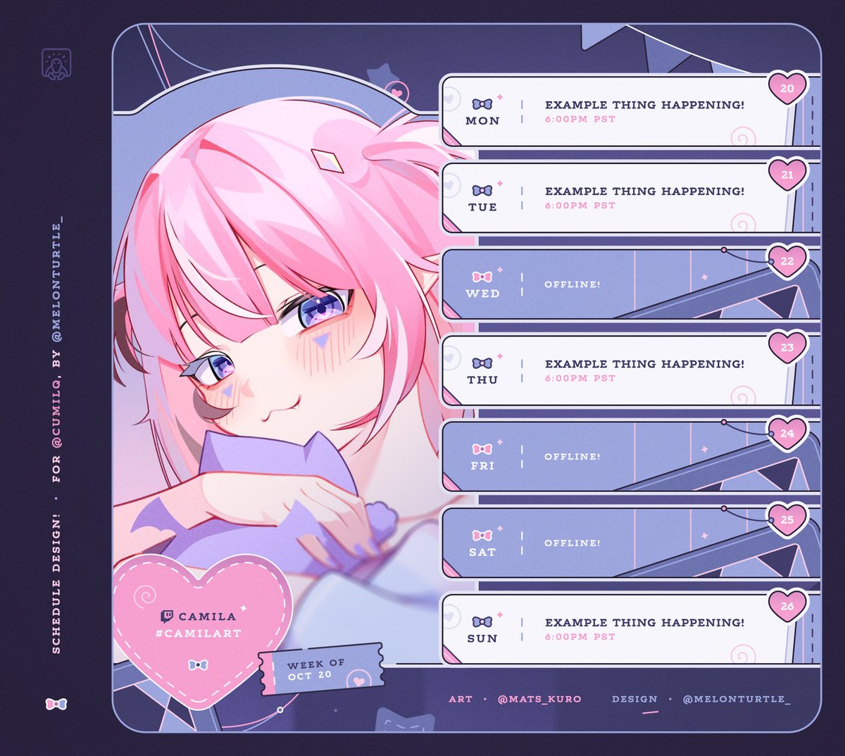 Schedule design! for the pink imp Camila 🍥✨
#camilart 🩷