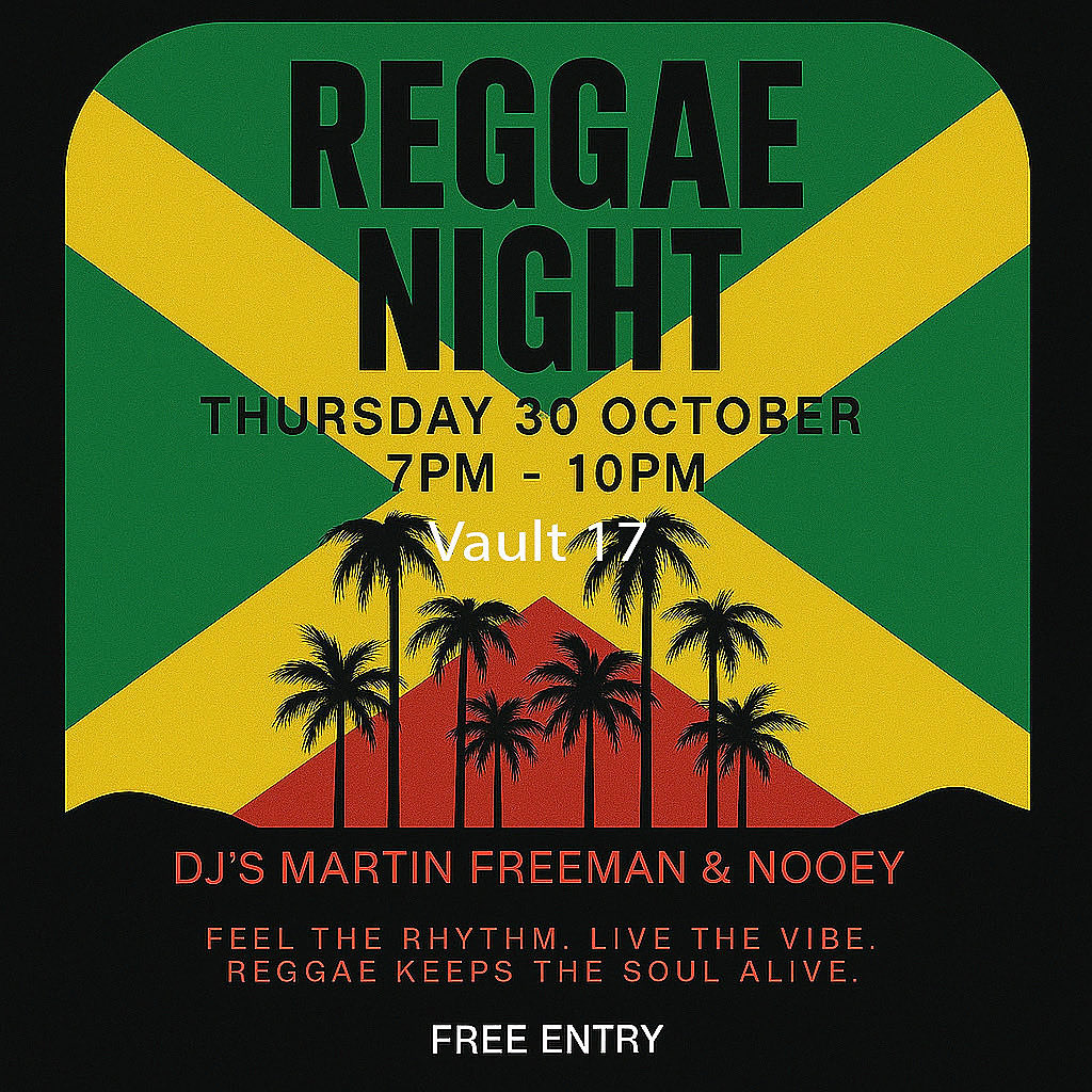 One week until our first Reggae night at Vault 17. Let's make Thursdays the start of your weekend ❤️
#vault17 #thursdaythenewfriday #makethursdaysgreatagain #reggae #reggaemusic #djnooey #djmartinfreeman
