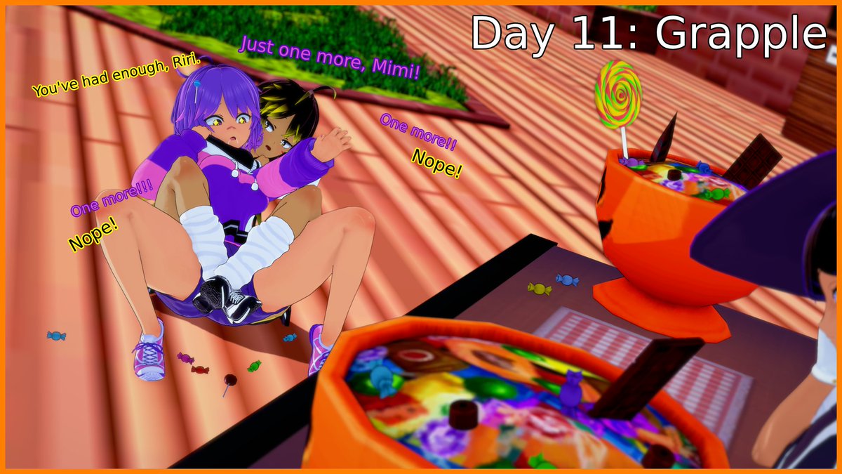 Day 11 of Fightober: Grapple  

Even if they are total buddies, Misami knows how Rika gets when there's candy in sight. To avoid catastrophe with their gracious candy gifter, Mimi does what she does best!

Rika belongs to deviantart.com/hingusmcdingus…

#Fightober #FIGHTOBER2025