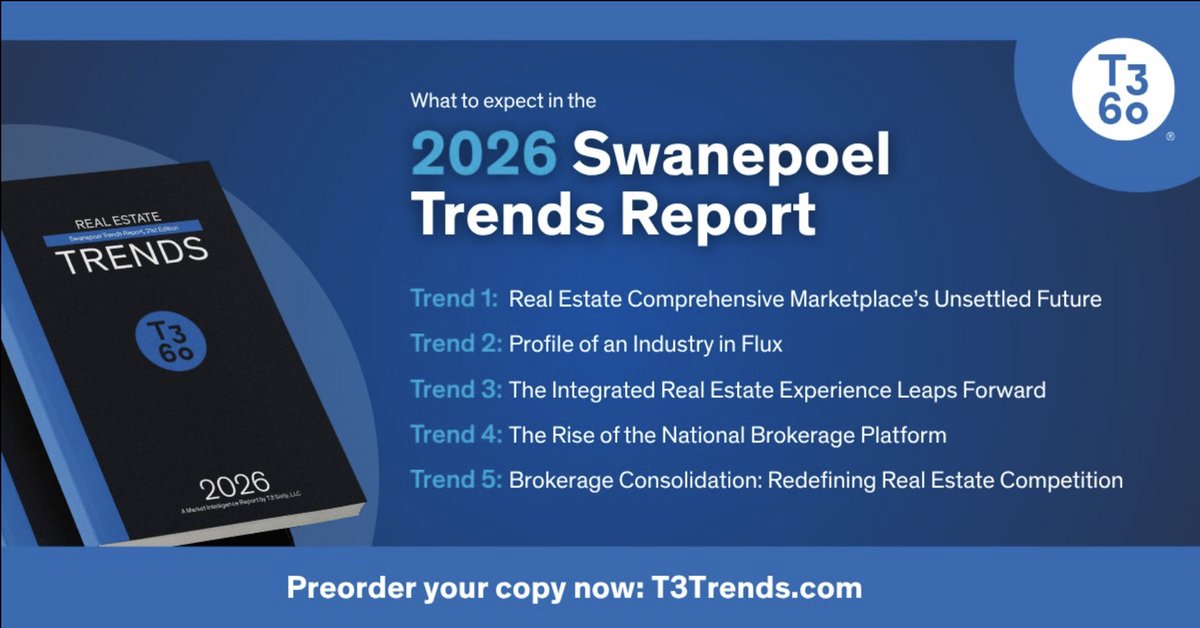 The 2026 Swanepoel Trends Report is here!
It charts the seismic shifts reshaping power, technology, and business models—and reveals who is winning control of the consumer relationship.
Stay ahead of the curve and secure your copy today at t3trends.com
#realestate