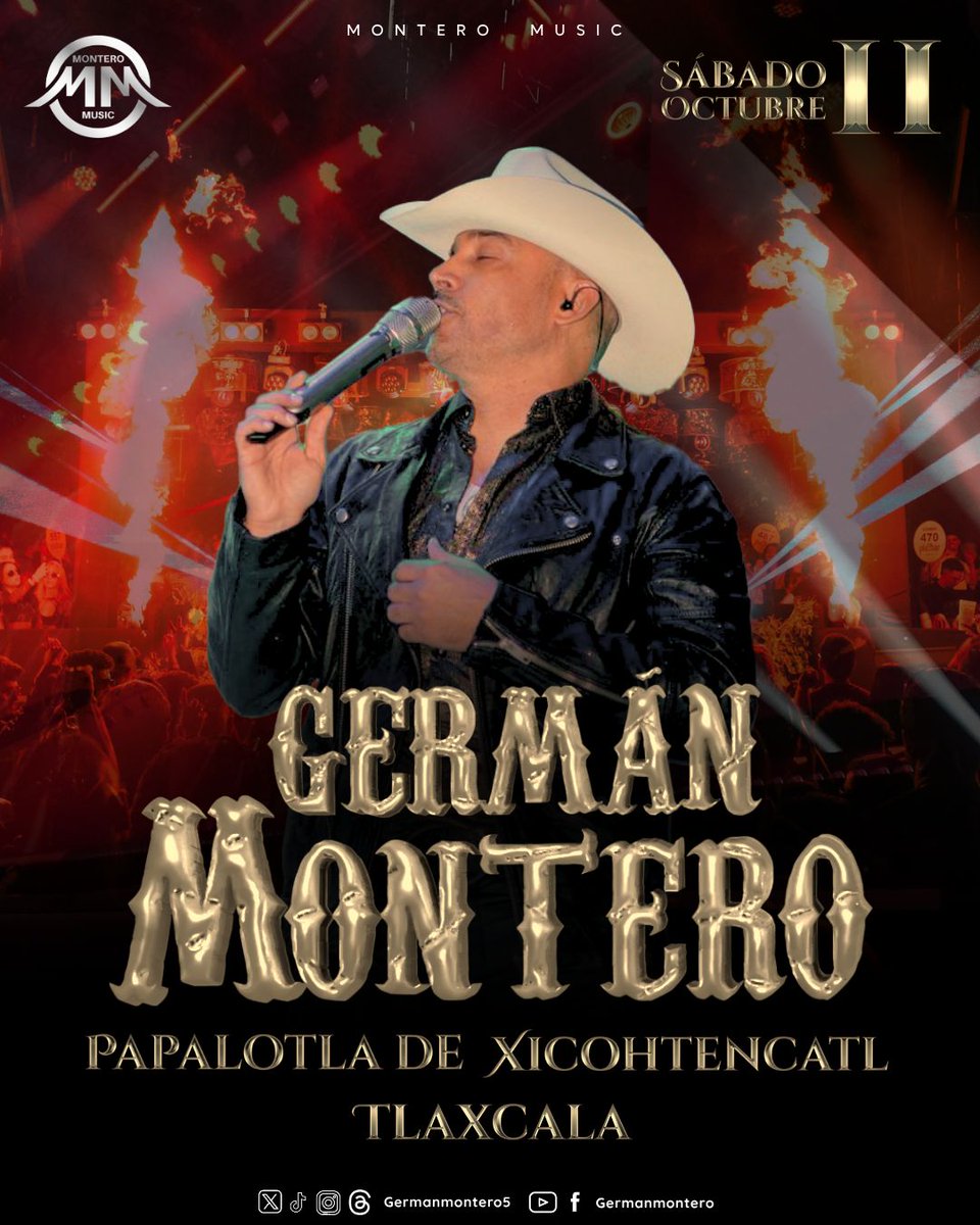 Tlaxcala se engalana con la gran presentación del Caballero de la Banda <a href="/GermanMontero5/">GermanMontero5</a> cantando todos sus exitos totalmente en vivo 

No te lo puedes perder 

#FansGM
#ClubAquiEstoyConGM