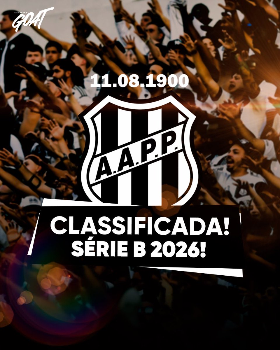 CanalGOATBR's tweet image. SUBIRAM PARA A 🅱️! 🚀

Ponte Preta, Londrina, Náutico, e São Bernardo estão oficialmente na Série B 2026. Parabéns aos clubes que garantiram o acesso!

#GOAT #sérieb #brasileirão