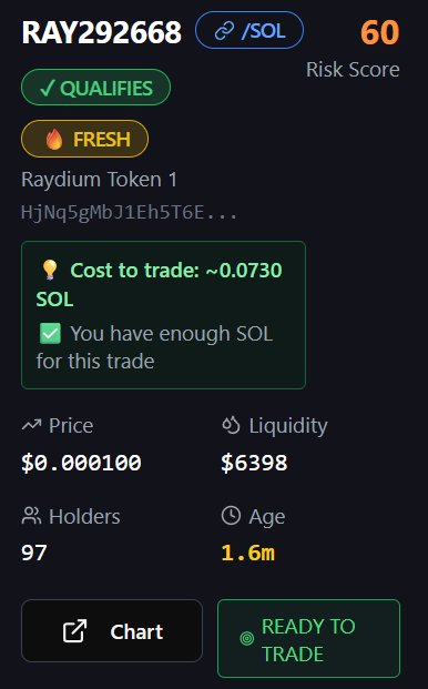 Arasaka_US's tweet photo. Built a dev-first memecoin sniper on Solana.

Tracks quality developers, auto-trades their new launches in the 1-6min window, exits via trailing stops + profit ladders.

Profit compounding enabled. Real-time risk scoring. Live now.

High risk. Not financial advice. DYOR. $MLU https://t.co/70DWouSx0n