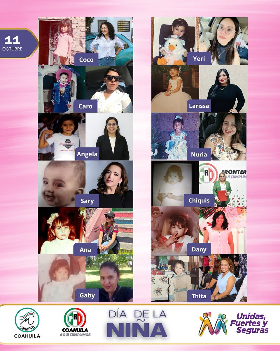 💖 Hoy celebramos a las niñas que fuimos y a las mujeres fuertes en las que nos convertimos.

Sigamos trabajando para que cada niña crezca libre, segura y con las mismas oportunidades de cumplir sus sueños. 🌸✨

#DíaDeLaNiña #UnidasFuertesYSeguras #ONMPRICoahuila #AquíCumplimos