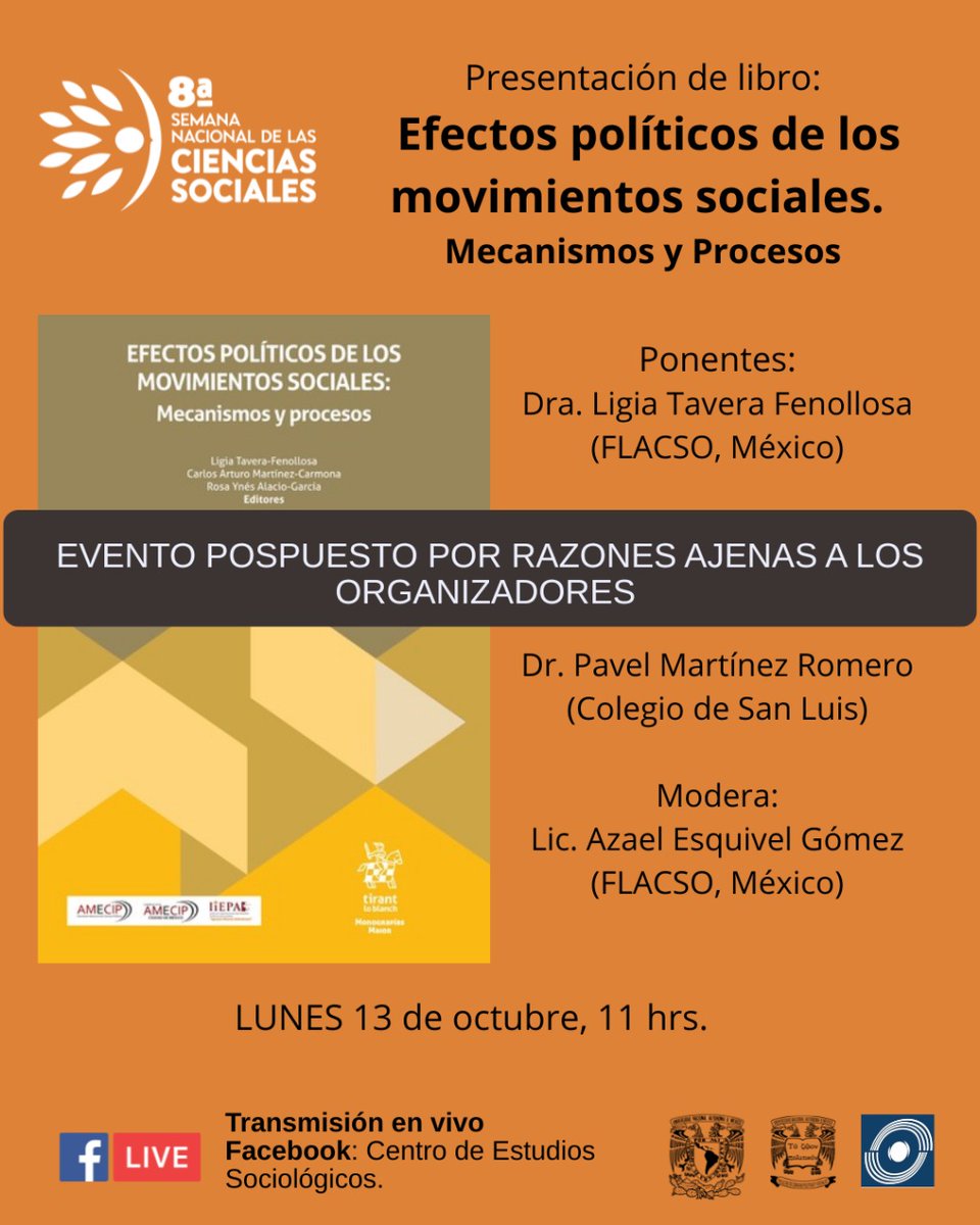CES_FCPyS's tweet image. 🛑 Atención comunidad 🛑
Evento pospuesto hasta nuevo aviso.