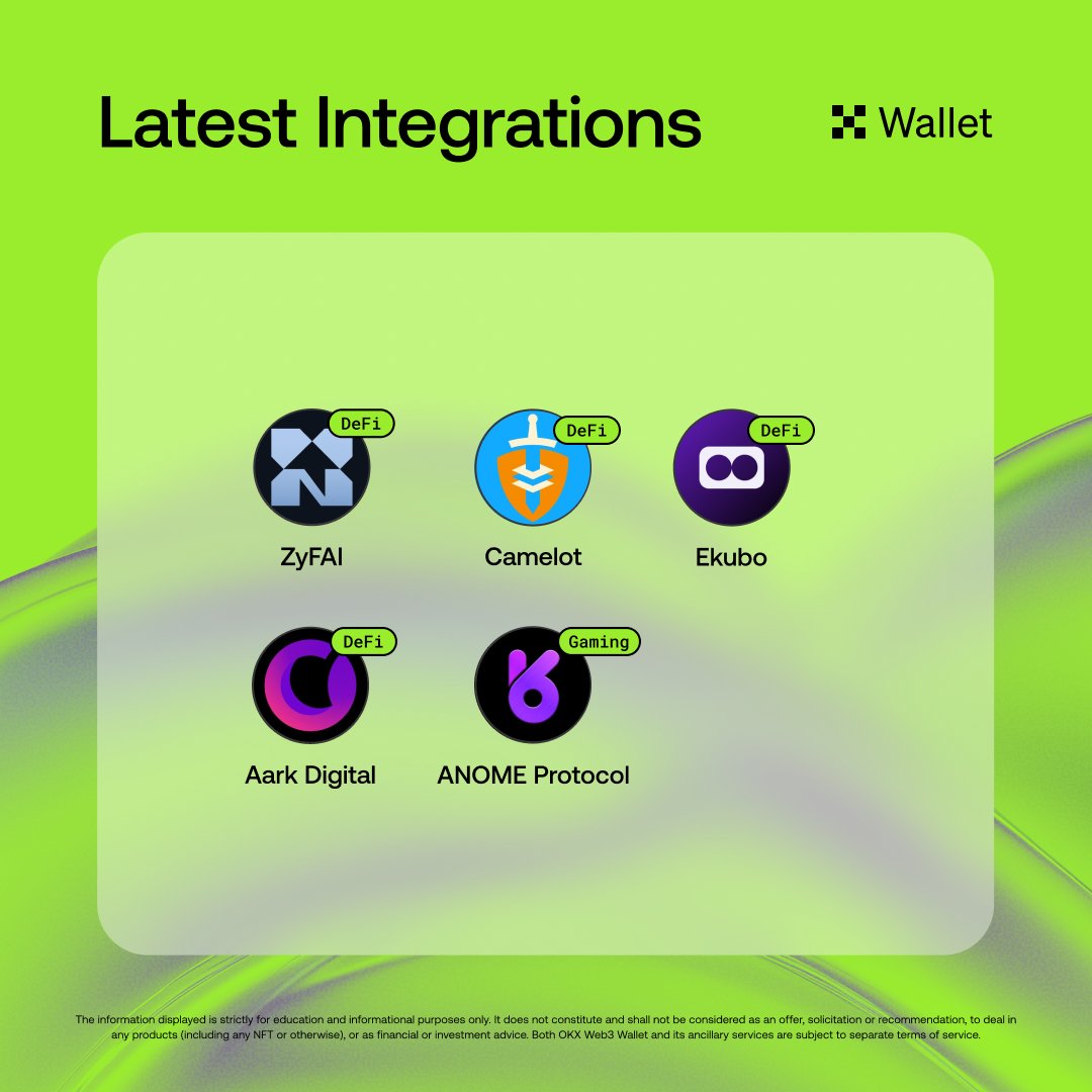 wallet's tweet image. New integrations are here! 🤩

Excited to reveal that Wallet is introducing five new projects this week, ensuring smooth accessibility and top-notch asset security ⛓️