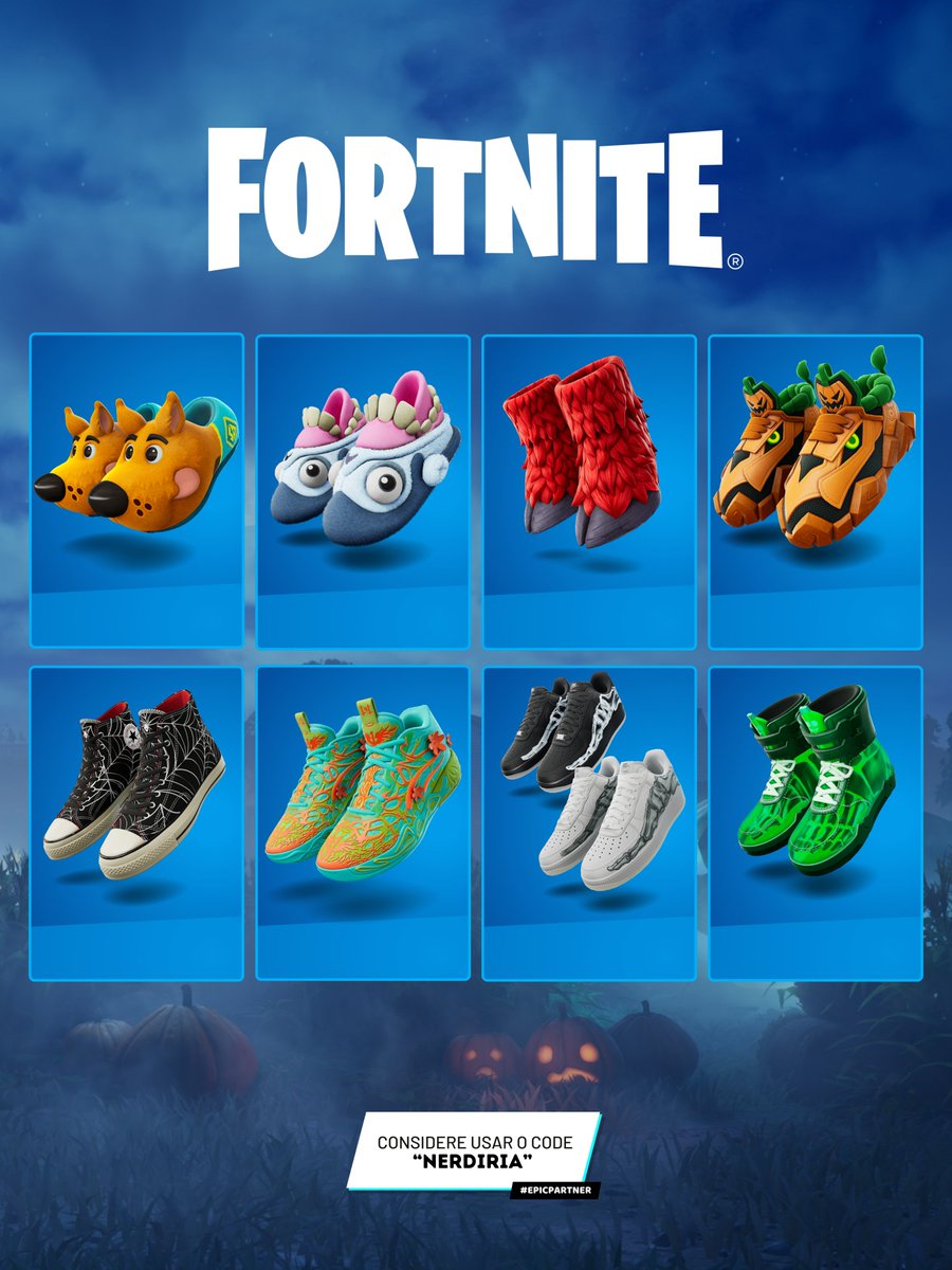 nerdiria's tweet image. 👟Novos calçados descriptografados de Fortnite!

💜 Considere usar o code ‘NERDIRIA’ na loja #ad

#epicpartner #fortnitebrasil #fortniteleaks #fortniteitemshop #fortniteshop