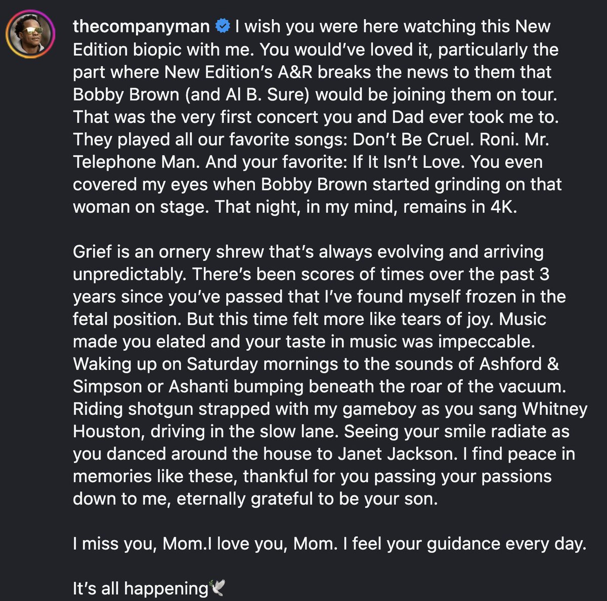 TheCompanyMan's tweet image. I love you, Mom. It's all happening 🥹🕊️