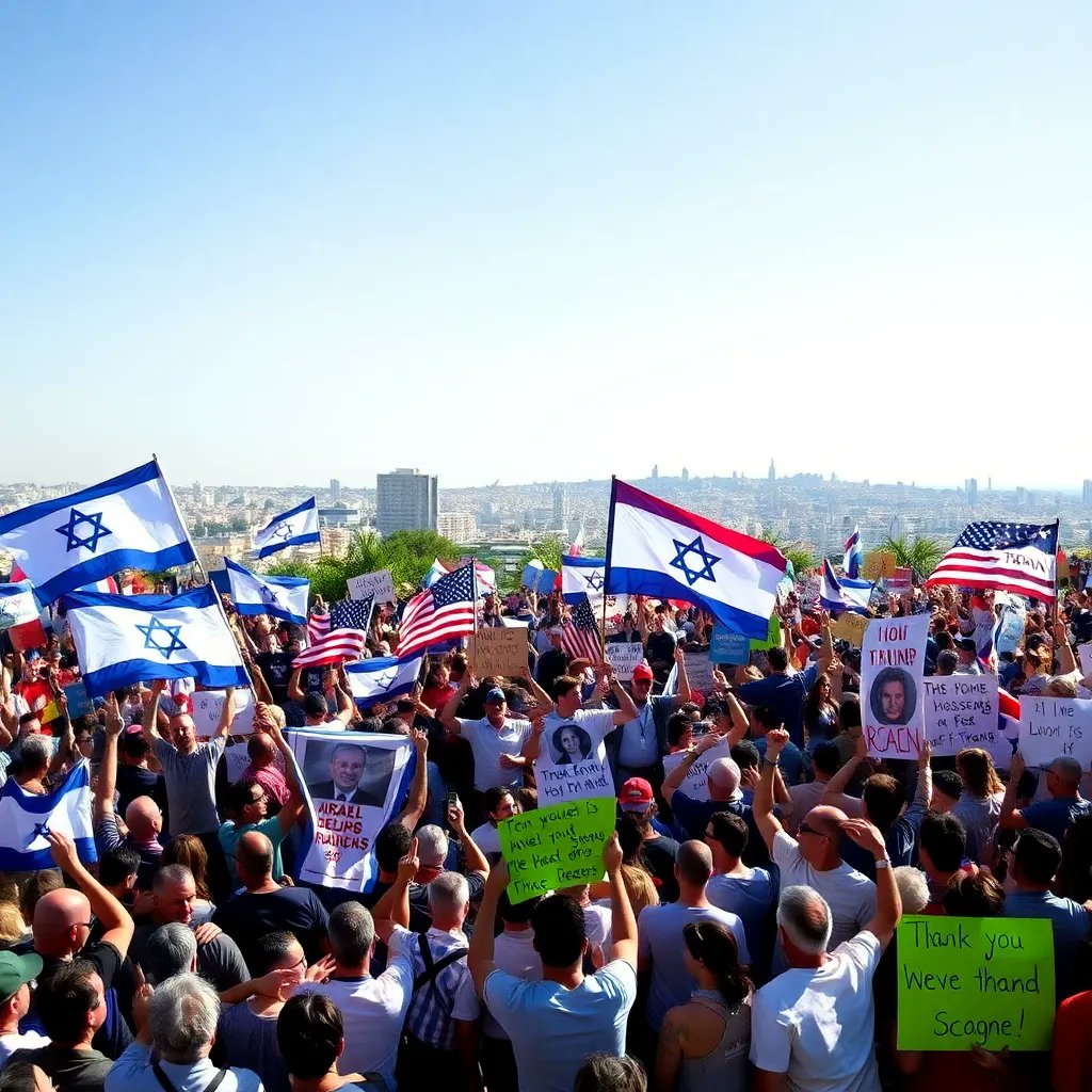 coyotejohn's tweet image. Massive rally in Tel Aviv as Israelis praise Trump for securing a ceasefire and hostage deal. US envoy says Trump deserves &quot;deep gratitude&quot; for his efforts. #GlobalNews #Ceasefire #Trump