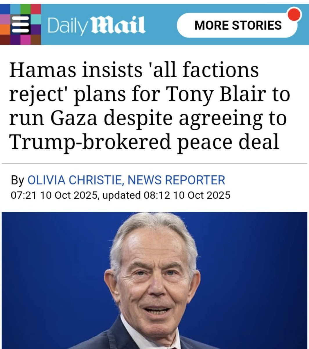 SlavFreeSpirit's tweet image. Even Hamas don&apos;t want him! How stupid one must be to even think about appointing a war criminal who is complicit in the genocide of millions of Iraqis as governor of Gaza is clear to the whole world, even to people with below average IQs, except Israel and the West.