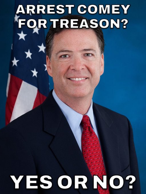SaveAmericaNew's tweet image. Do you think James Comey should be arrested for threatening President Trump by posting “86 47” and committing TREASON against the United States?

A. YES
B. NO