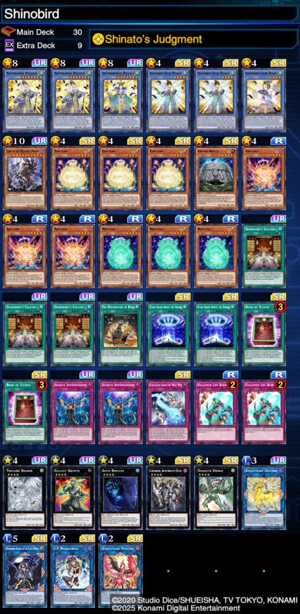 2025 October KOG with shinobirds

I was trying to find a cool new deck and this was the funnier, but it was very hard for my small brain to play this.