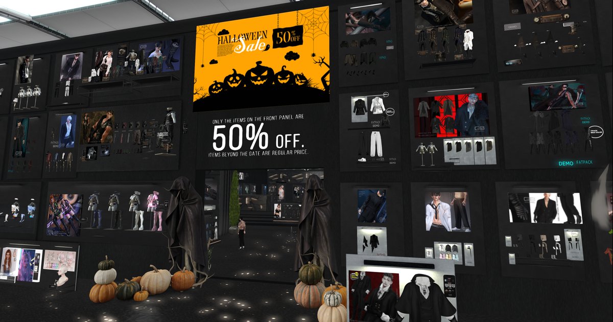 今年もやってます!　ハロウィーンセール!!
ハロウィンにいいかなーと思う商品を店頭にて半額セール!!
今年リリースしたものもありますので是非チェックを!!
GABRIEL
maps.secondlife.com/secondlife/GAB…