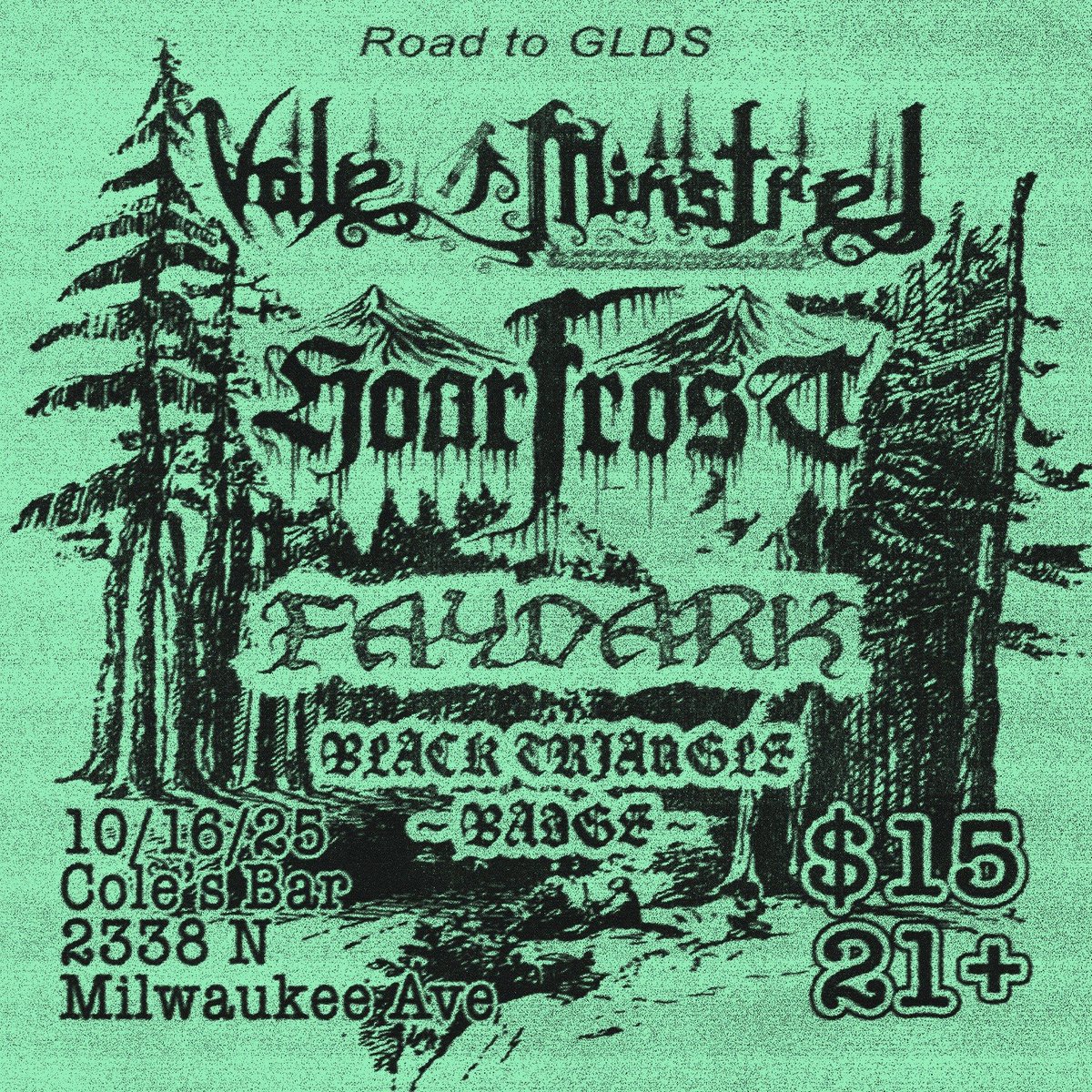 New lineup for the 10/16 show. Unfortunately, Myst had to drop from this show and GLDS due to reasons beyond his control. Still quite the lineup - come hang out.